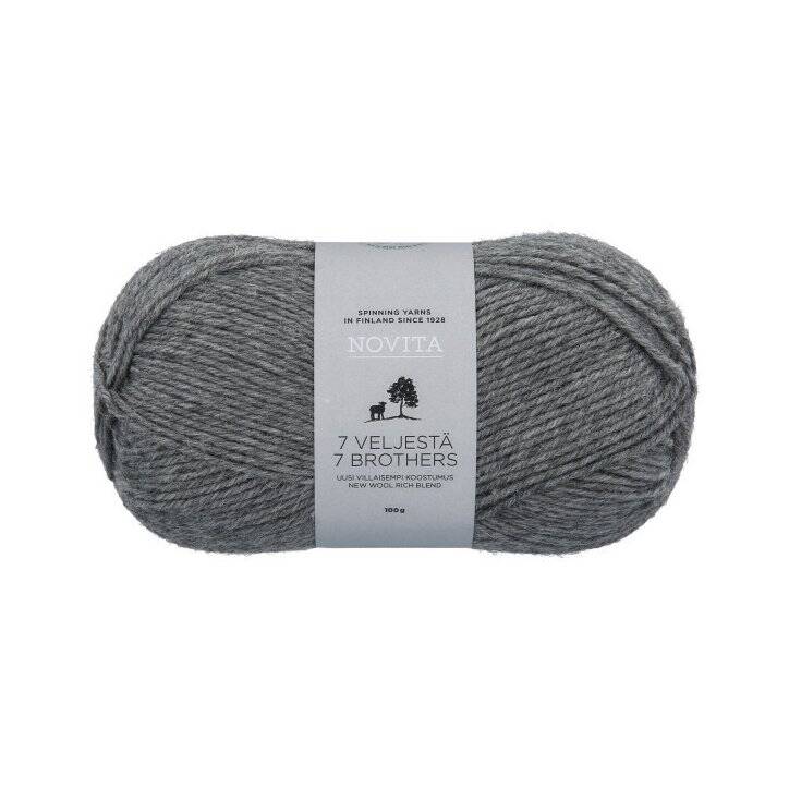 Novita 7 Veljestä Kallio (048, harmaa) 100 g lanka | Jarmix.fi