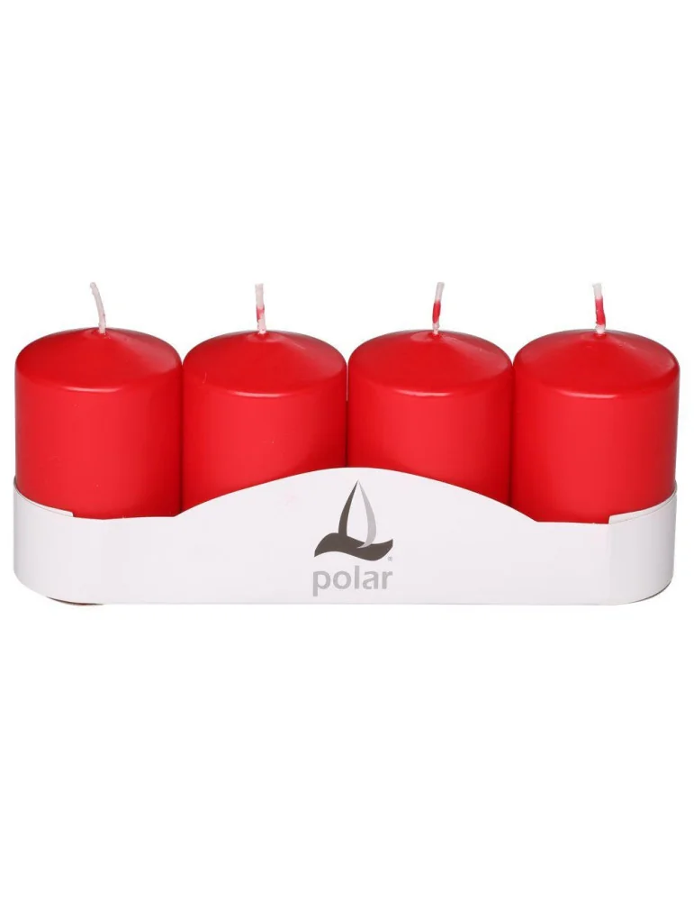 Pöytäkynttilä 5x8 cm 4 kpl punainen Polar