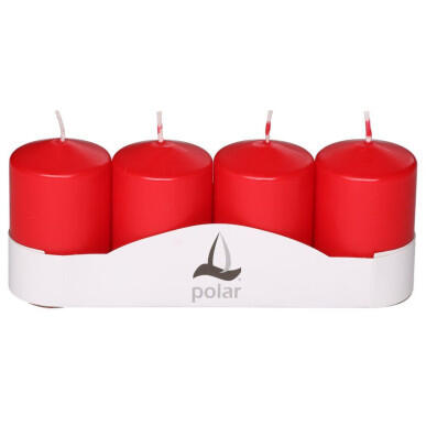 Pöytäkynttilä 5x8 cm 4 kpl punainen Polar