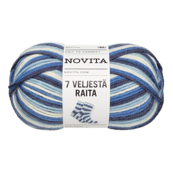 Novita 7 Veljestä Raita, Sinitaivas (984) | Tasaraitasukat helposti