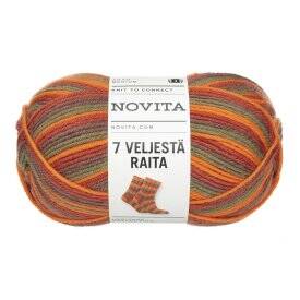 Novita 7 Veljestä Raita, Syysaamu (939) | Tasaraitasukat helposti