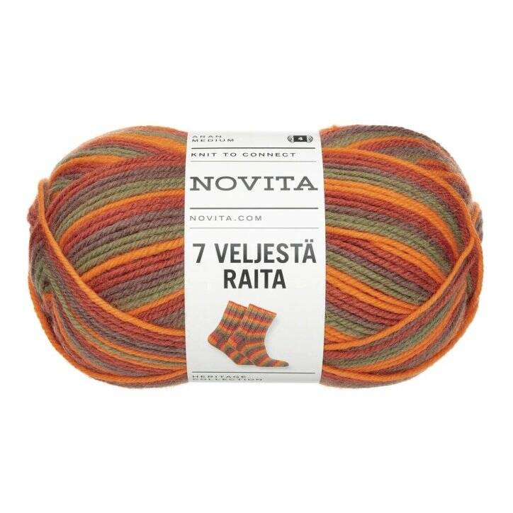 Novita 7 Veljestä Raita, Syysaamu (939) | Tasaraitasukat helposti