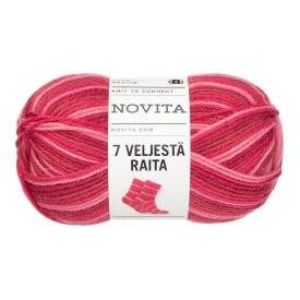 Novita 7 Veljestä Raita, Ruusuinen uni (938) | Tasaraitasukat helposti